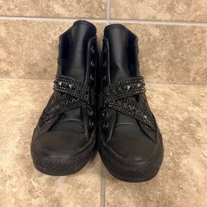 Studded black Leather Converse